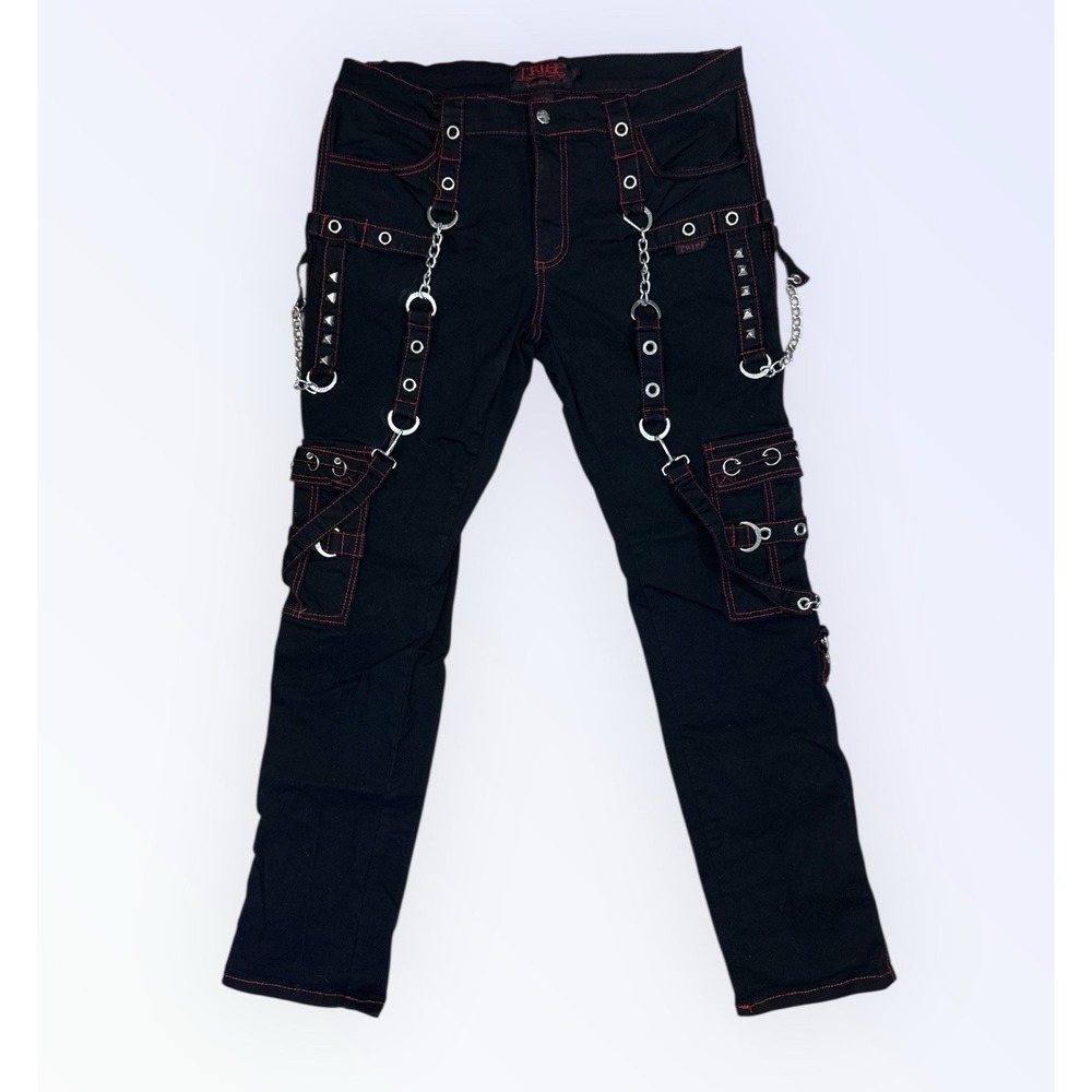 Tripp NYC Y2K Gothic Pants Black Dark Red Chains Size‎ 36